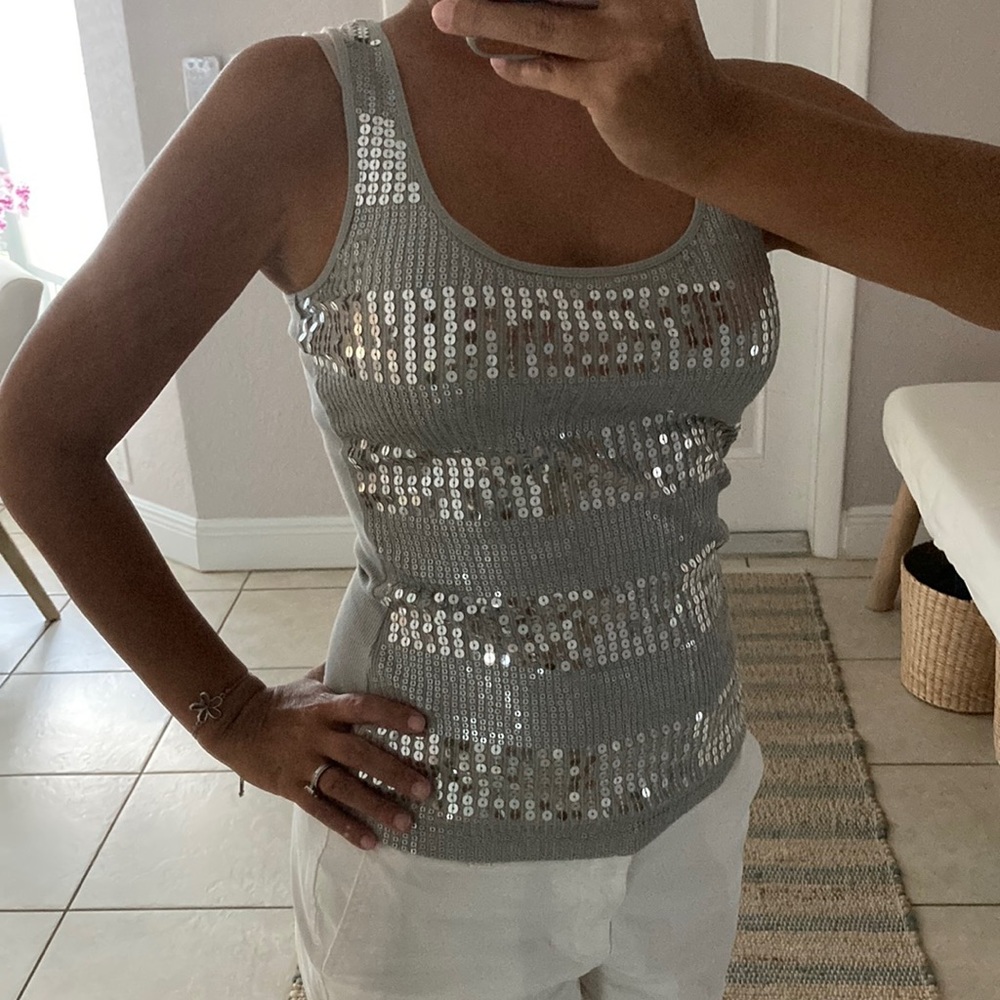 Express silver sequin top